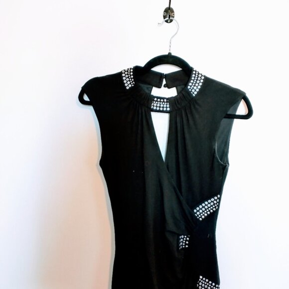 Cache little black dress with silver beaded detail along the neck and cutout det - Picture 2 of 8